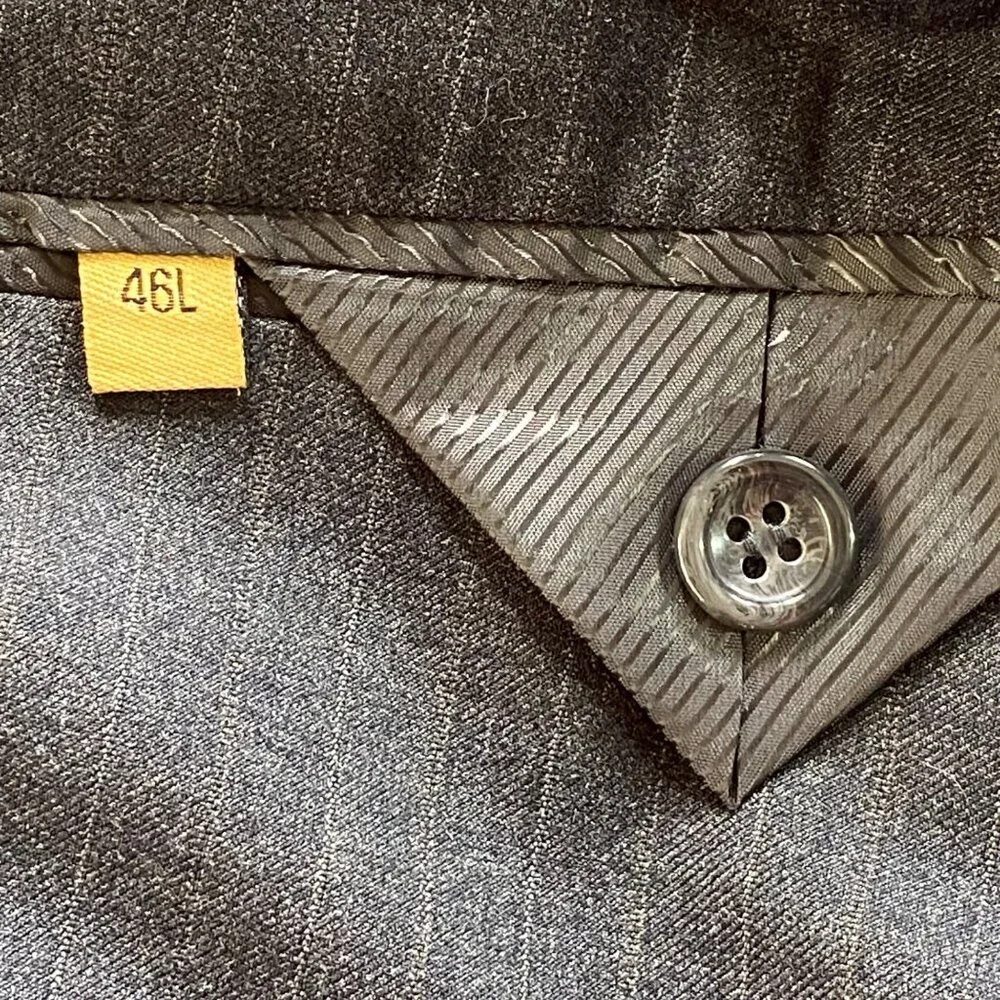 Vintage Luca Rossi Italia Suit Jacket Mens 46L Gray‎ Pinstripe Tailored Blazer